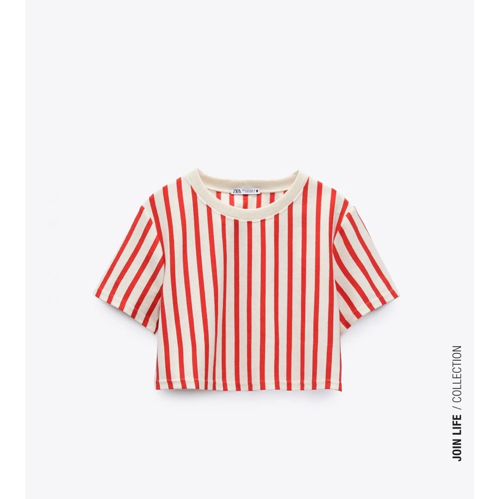 Cropped red and white striped Zara shirt NWT